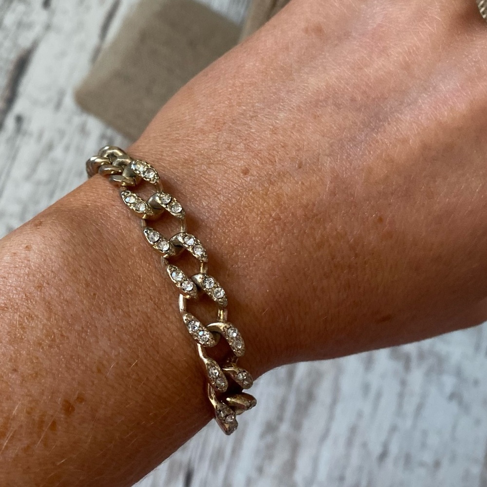 Gold Rhinestone Chain Bracelet - Picture 3 of 3